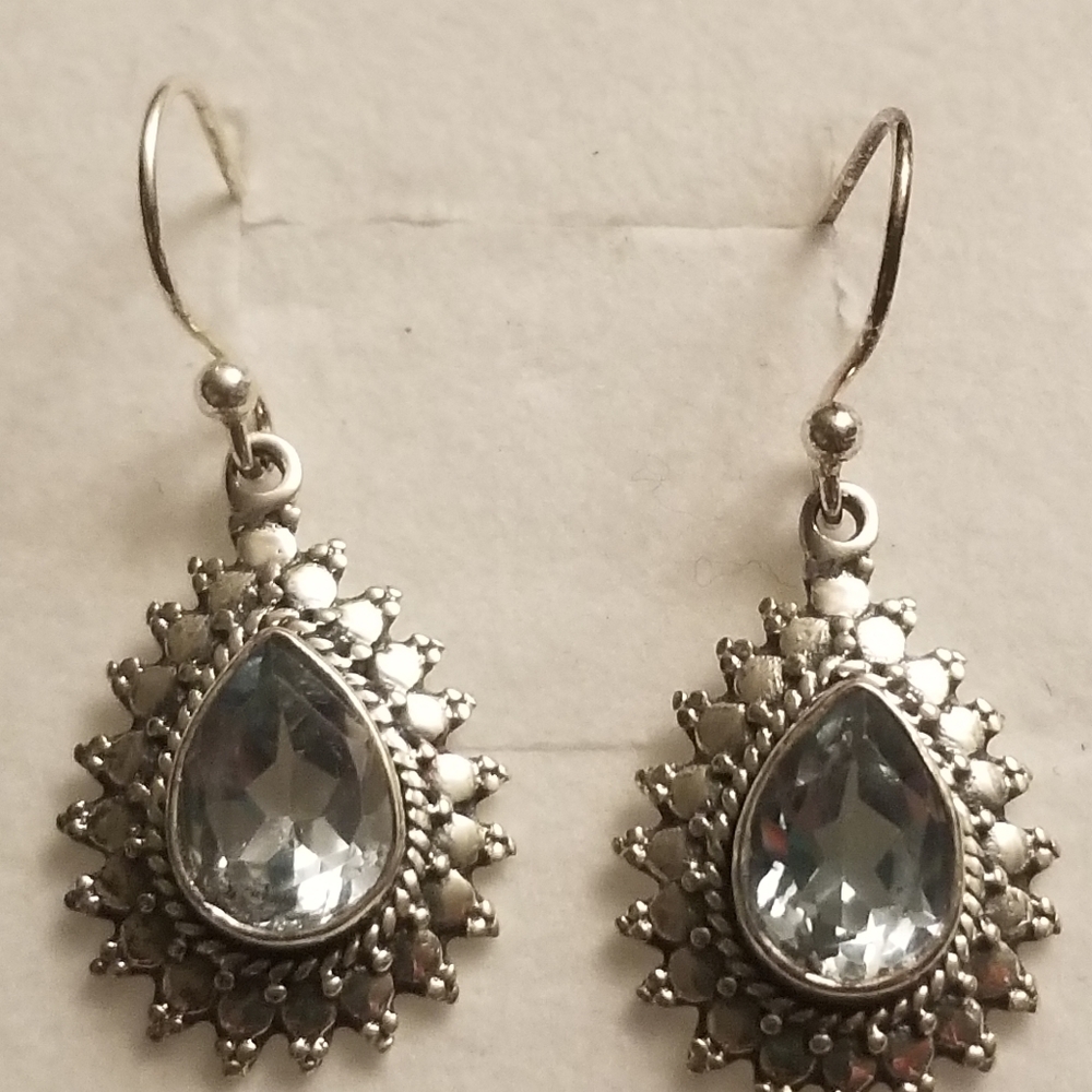 925 Sterling Silver and Blue Topaz Earrings